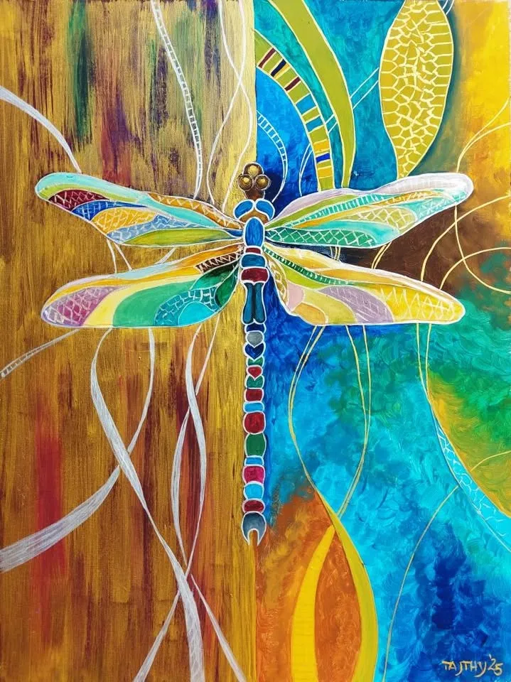 Kreatív Kávé szegedi akrilfestés: Szitakötő