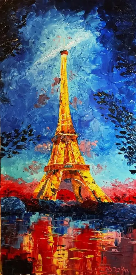 Kreatív Kávé szegedi olajfestés festőkéssel - Eiffel torony