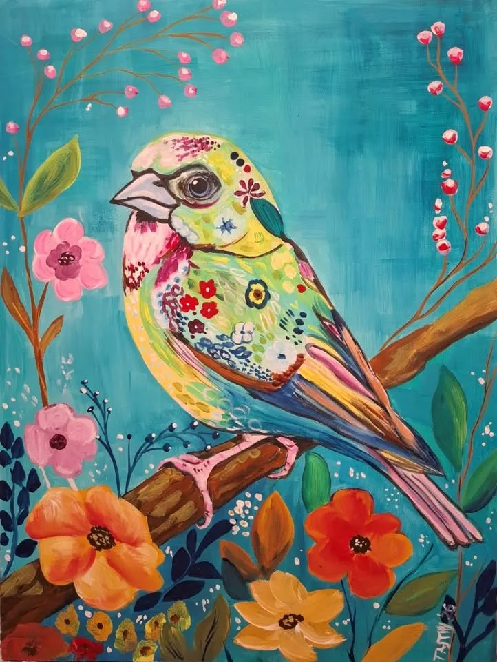 Kreatív Kávé szegedi akrilfestés: Szerencsemadár