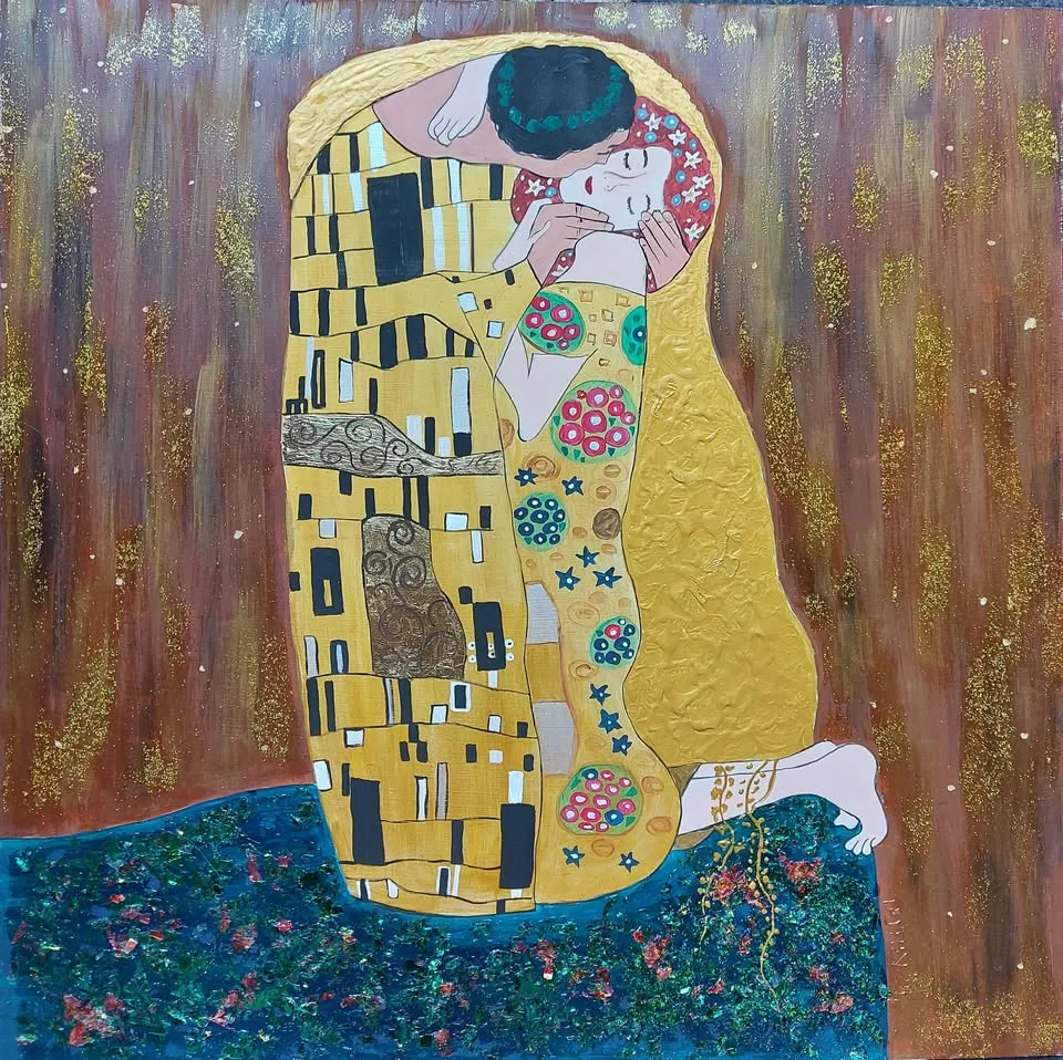 Kreatív Kávé szegedi akrilfestés aranyozás: Klimt - A csók