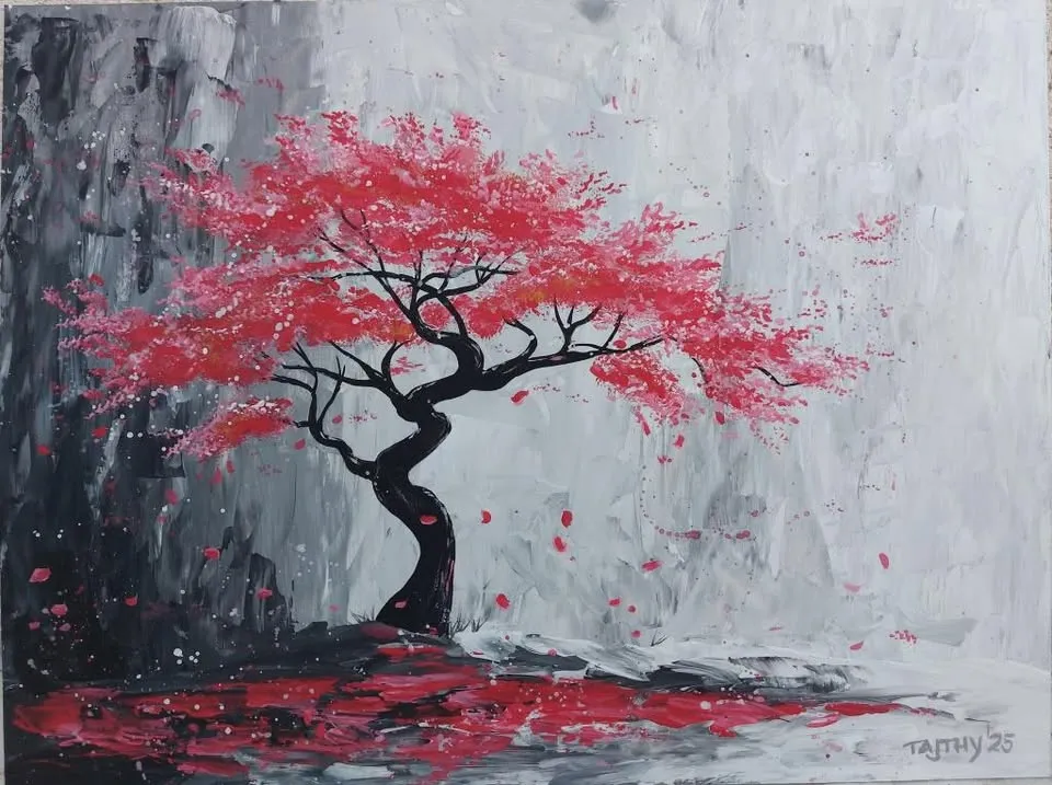 Kreatív Kávé szegedi akrilfestés: Sakura