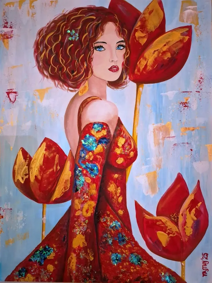 Kreatív Kávé szegedi akrilfestés: Tulipánlány