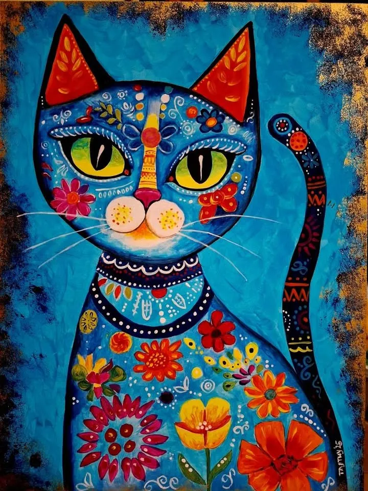 Kreatív Kávé szegedi akrilfestés: Frida cicája